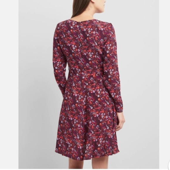 🌟 XL Maroon dress GAP 
long sleeves midi Modest party ditsy floral flowers - Picture 2 of 16